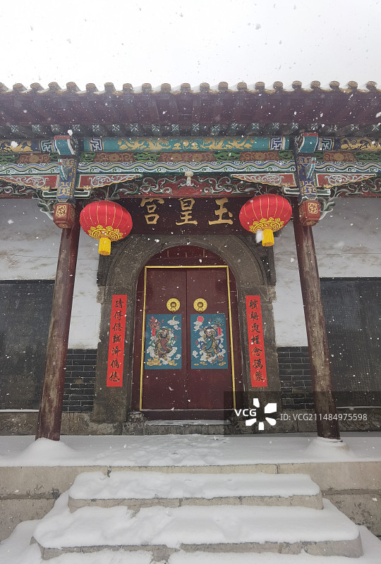 山东省淄博市博山区雪中玉皇宫图片素材
