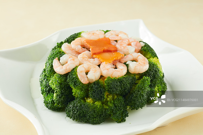 西兰花虾仁图片素材