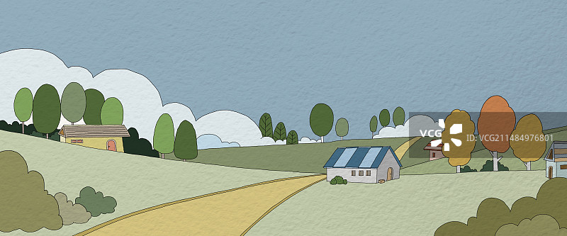 插画：郊外乡村风景图片素材