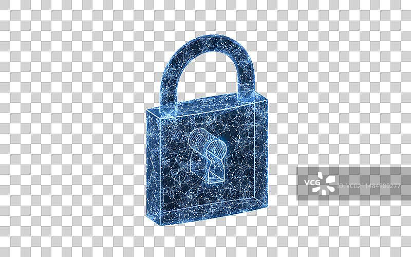 蓝色科技结构挂锁3D渲染图片素材