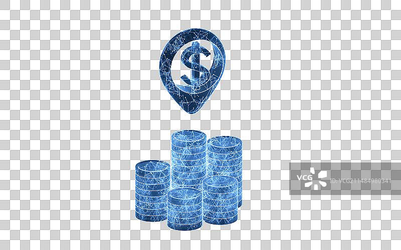 蓝色科技结构金币3D渲染图片素材