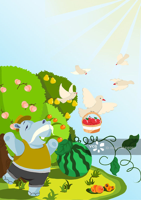 河马爷爷的果园图片素材