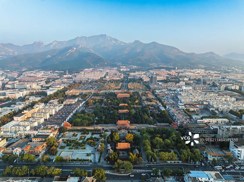 山东泰安市岱庙航拍风光图片素材
