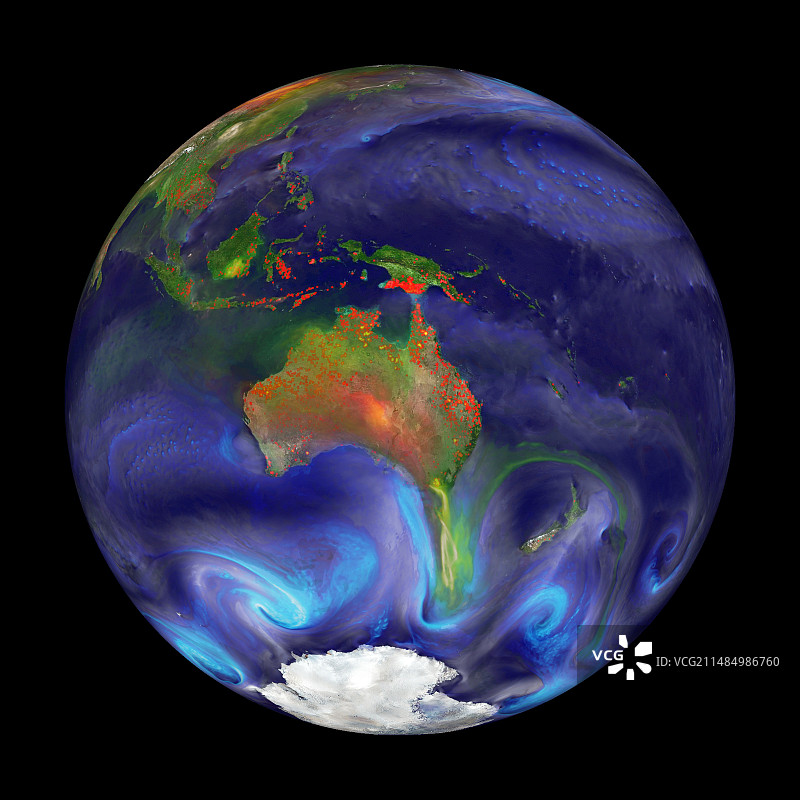 全球火灾GEOS模拟图片素材