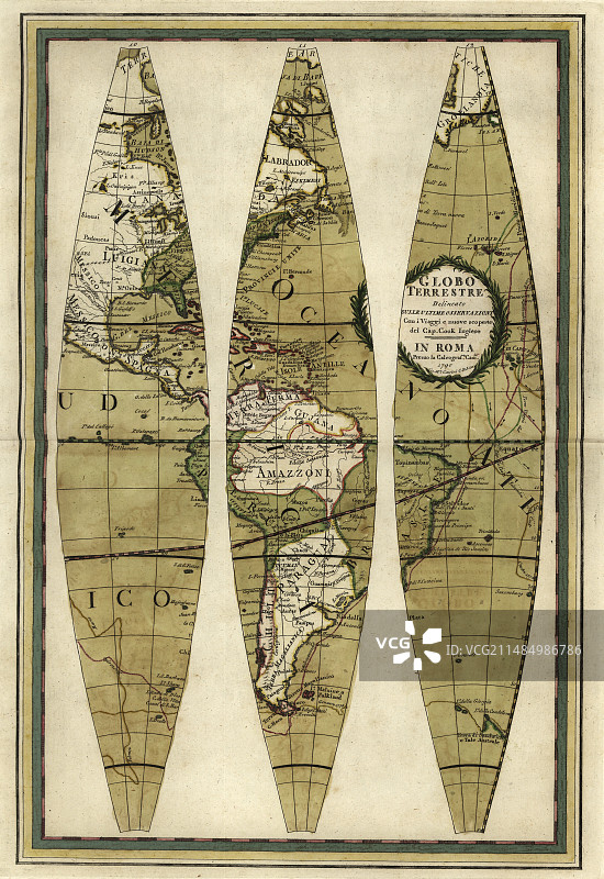 1790年库克船长航海地图图片素材