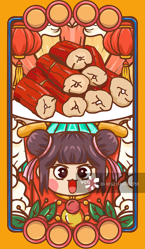 原创手绘卡通美味的鸭脖卤味插画海报素材图片素材