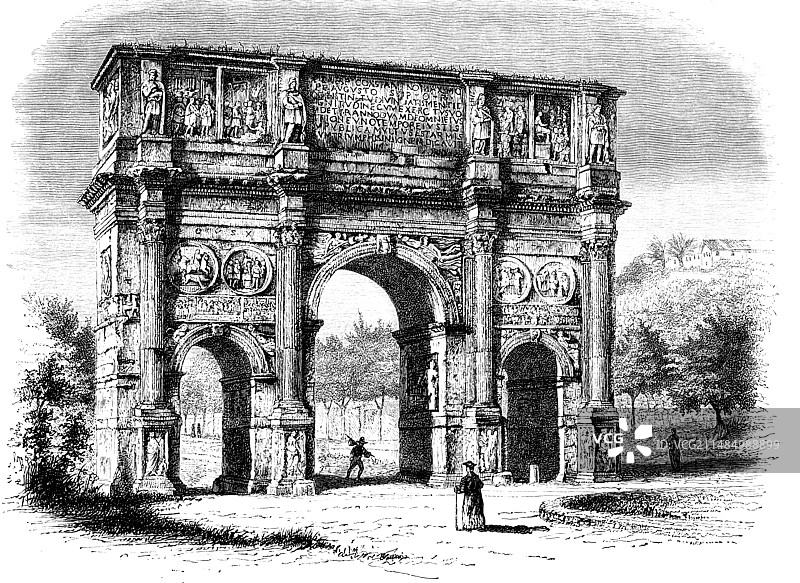 君士坦丁拱门插画图片素材