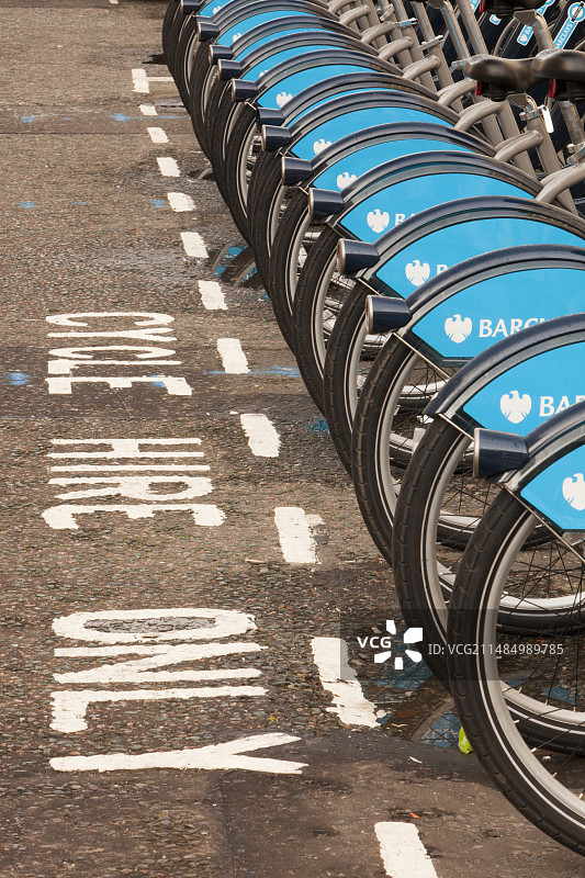 英国伦敦的公共自行车租赁计划图片素材