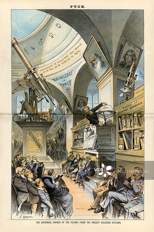 19世纪的宗教与科学讽刺作品图片素材