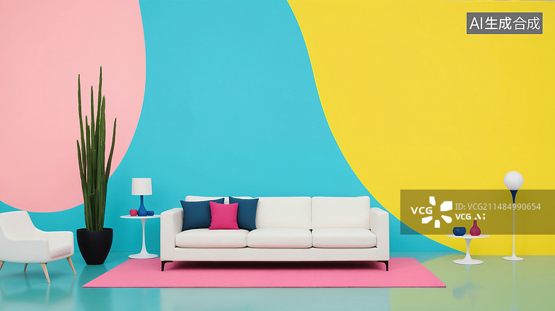 【AI数字艺术】高饱和对比色创意空间设计图片素材