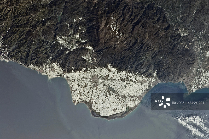 西班牙的塑料大棚，国际空间站照片图片素材