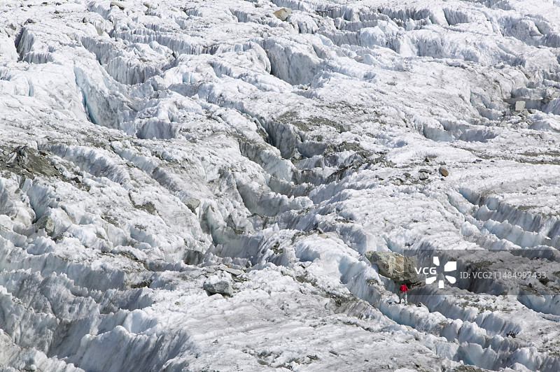 在Argentiere冰川上的登山者图片素材