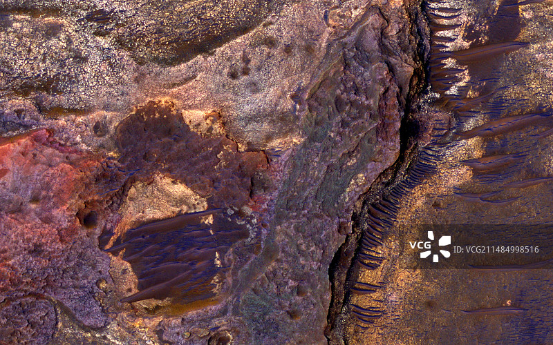 火星埃伯斯瓦尔德陨石坑MRO图像图片素材