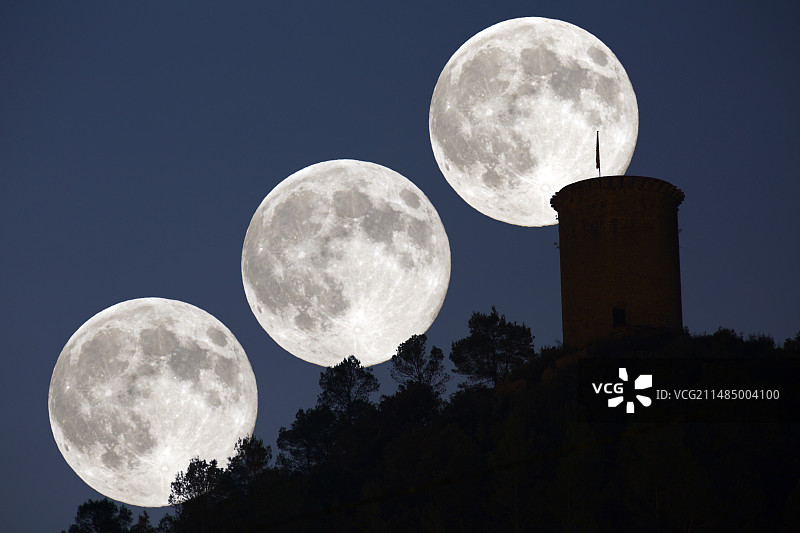 超级月亮合成图图片素材