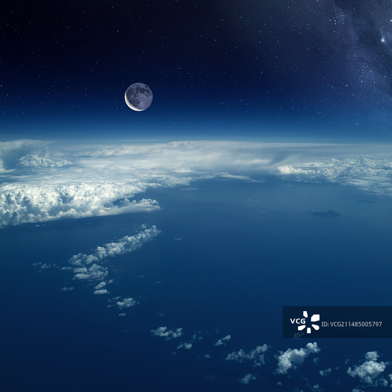 轨道上的地球和月亮插图图片素材