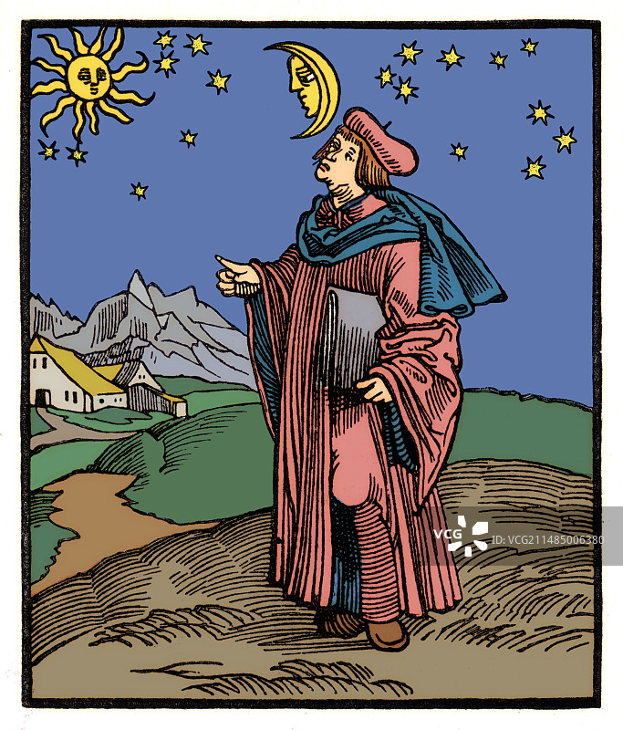 17世纪天文学家插画图片素材