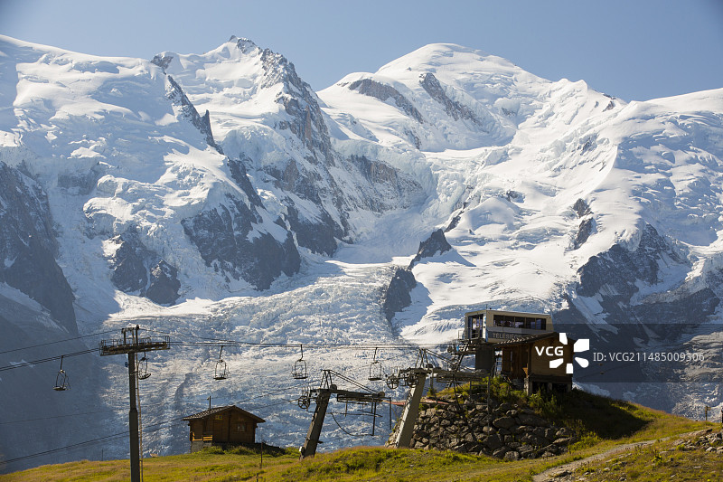 勃朗峰前的缆车图片素材