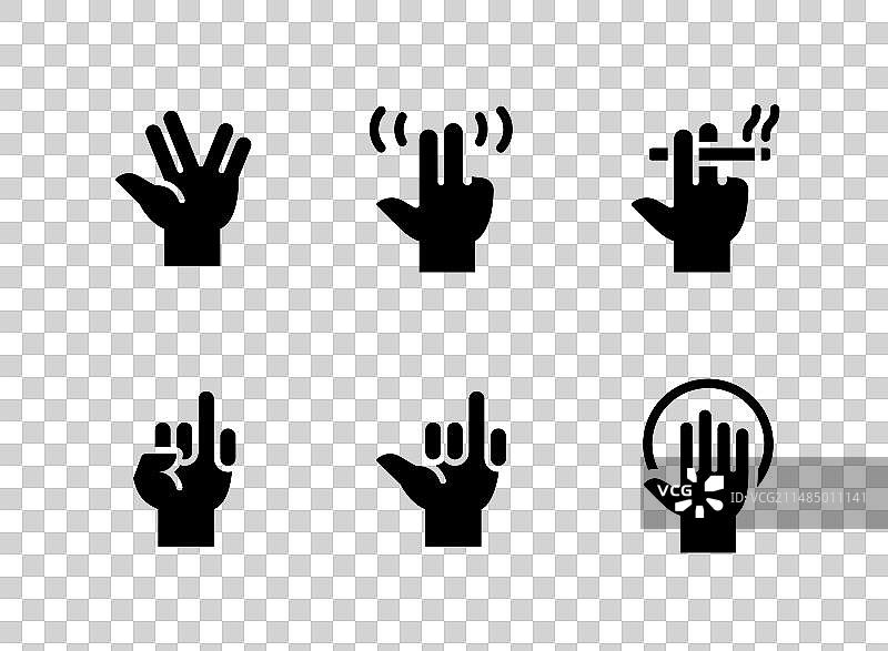 简约手势相关实心图标合集图片素材