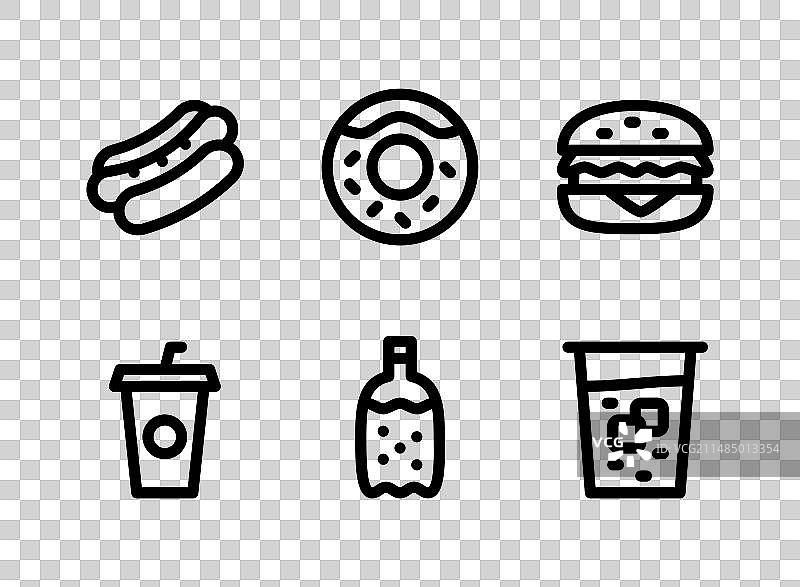 食品饮料相关简约线性图标集图片素材