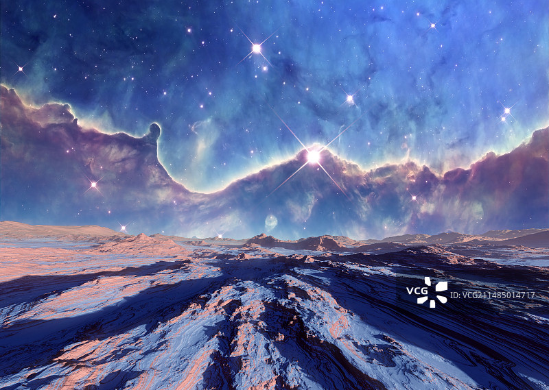 外星星球和星云插画图片素材