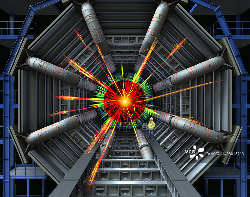 大型强子对撞机上的黑洞模拟图片素材