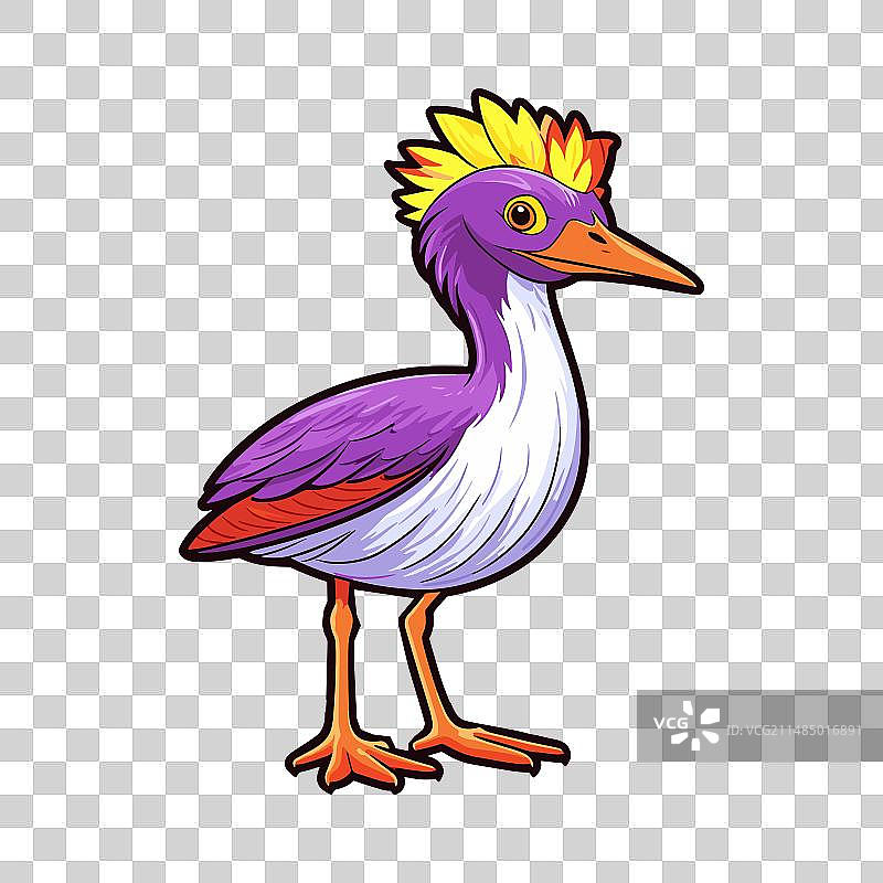 水彩卡通风格的可爱小鹮图片素材