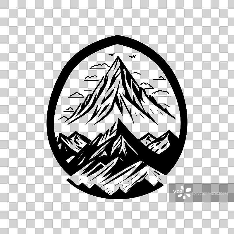 手绘黑色山峰自然标志图片素材