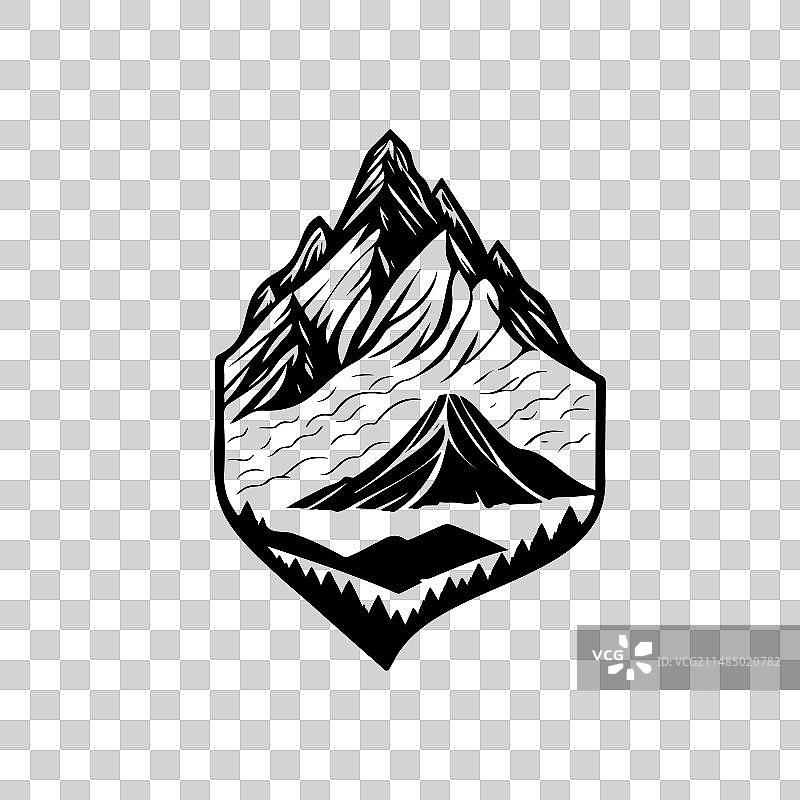 手绘黑色山峰自然标志图片素材