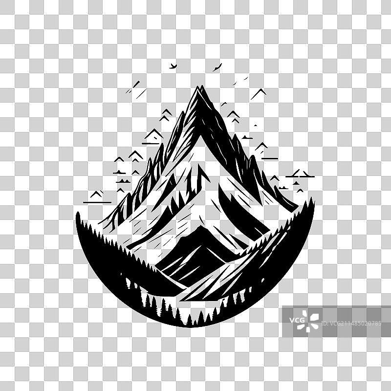 手绘黑色山峰自然标志图片素材