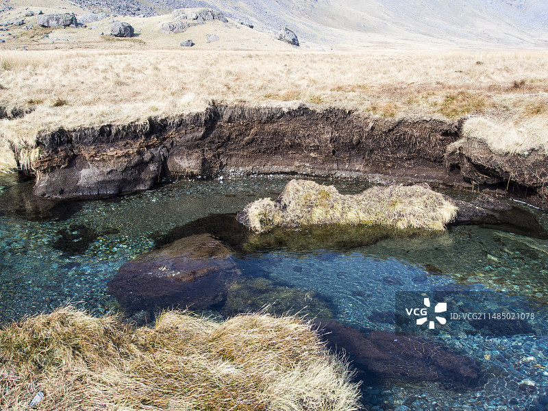 埃斯克河上被侵蚀的泥炭图片素材