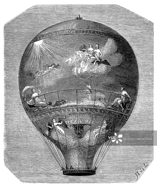 1784年蒙哥尔费耶“勒弗莱塞尔”气球图片素材