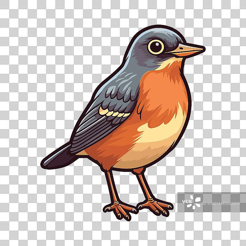 美国知更鸟可爱卡通剪贴画图片素材
