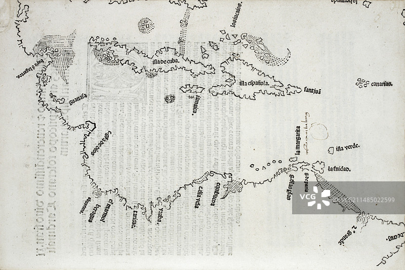 16世纪的加勒比海地图图片素材