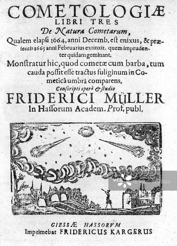 关于1664-5年彗星的德国书籍图片素材