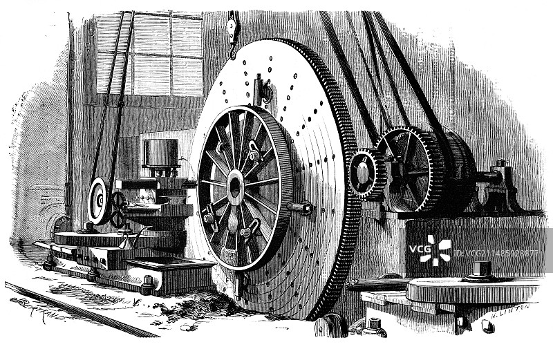 19世纪的火车车轮生产图片素材