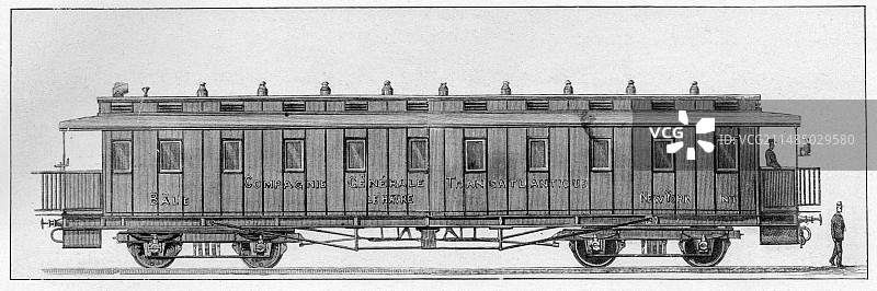 19世纪的铁路货车插画图片素材