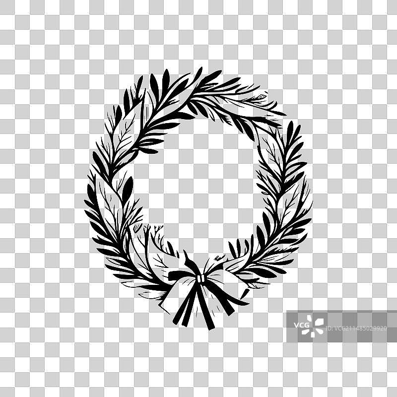 圣诞节手绘黑色花环图标图片素材