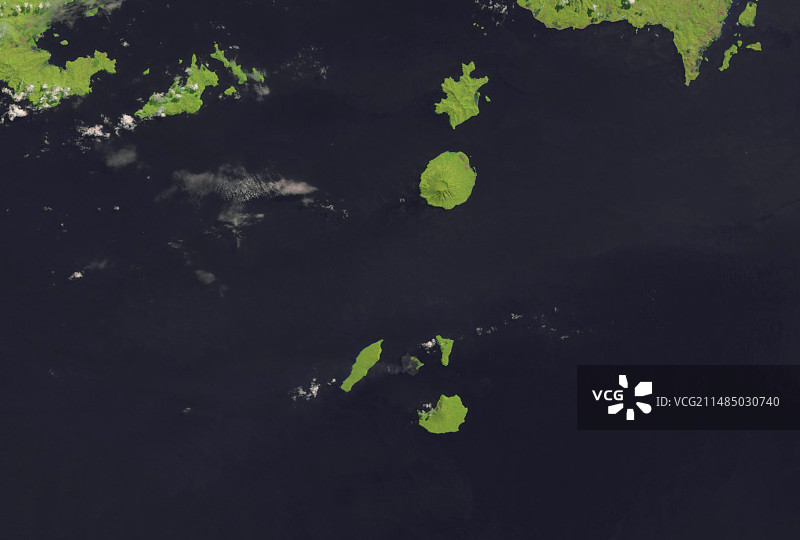 印度尼西亚喀拉喀托火山卫星图像图片素材