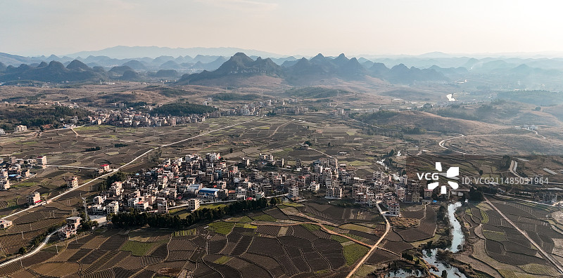 湖南省新田县新农村建设航拍图片素材