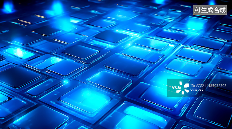 【AI数字艺术】蓝色科技抽象背景的全帧拍摄图片素材