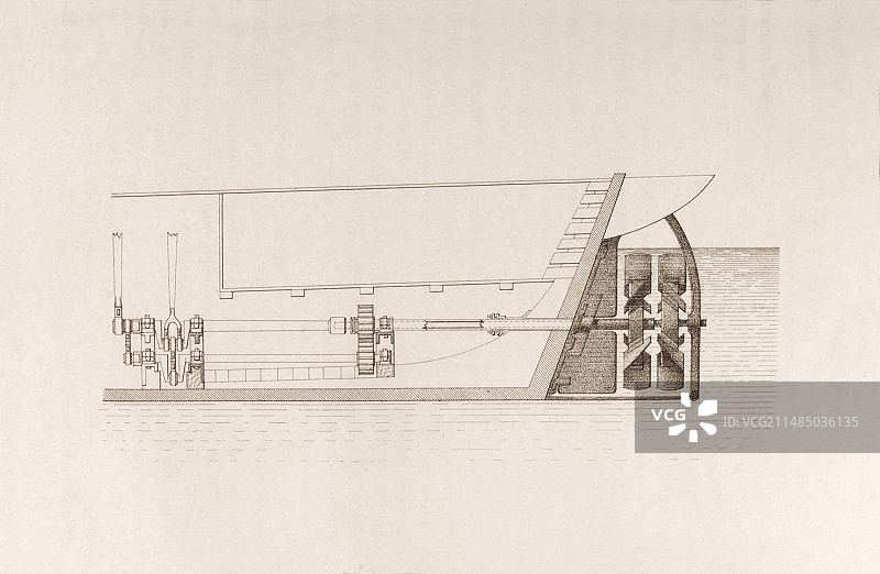 螺旋桨船历史艺术作品图片素材