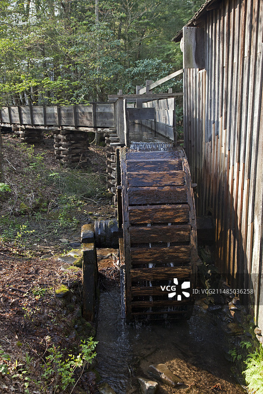 田纳西州格里斯特磨坊水车，美国图片素材