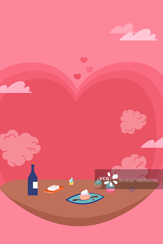 卡通春季情人节浪漫约会餐厅吃饭情侣伴侣在一起表白爱心送礼物纪念日消费券电商促销优惠活动渐变矢量插画图片素材