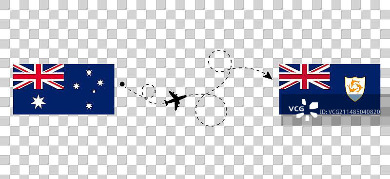 从澳大利亚到安圭拉的飞行和旅行图片素材