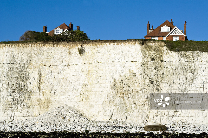 白垩悬崖和房屋图片素材