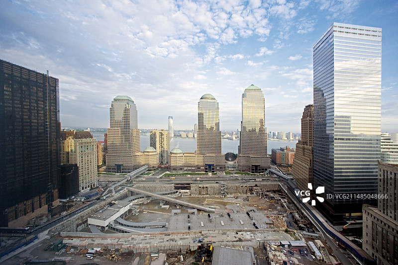 美国双子塔遗址的建筑施工图片素材