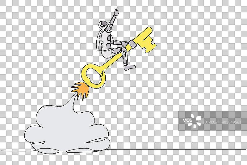 单线画：年轻的宇航员骑行图片素材