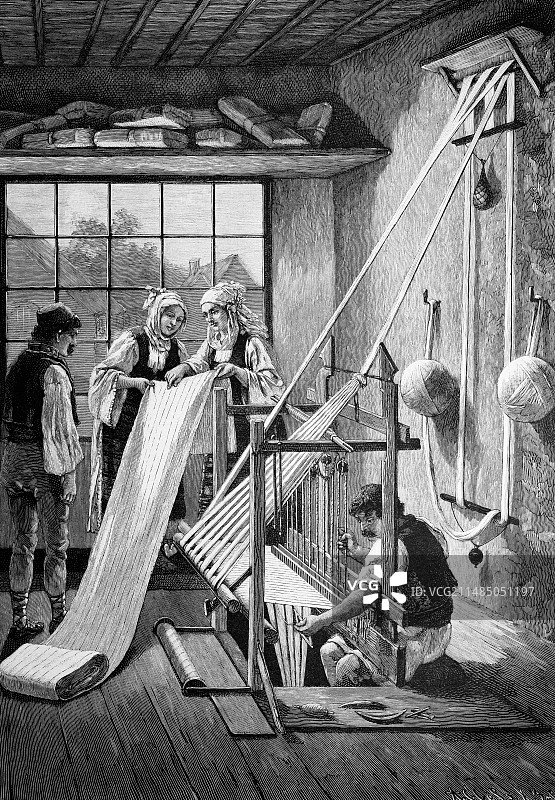 19世纪棉花织布机图片素材