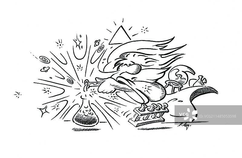 天主与宇宙大爆炸（卡通）图片素材