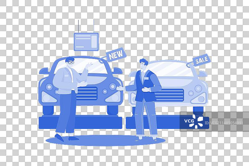 汽车展厅经理与顾客洽谈图片素材